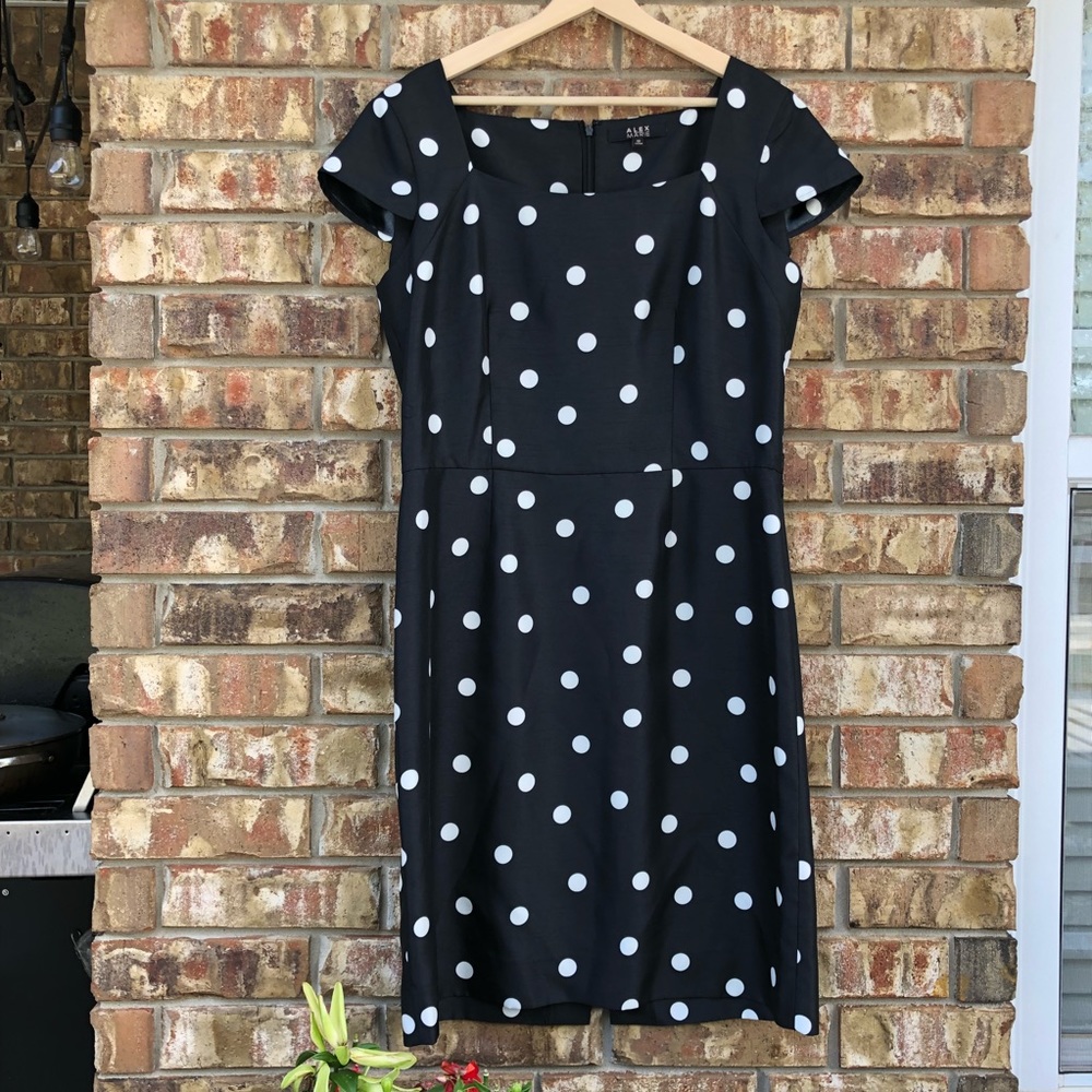 Alex Marie Black Dress with White Polka Dots